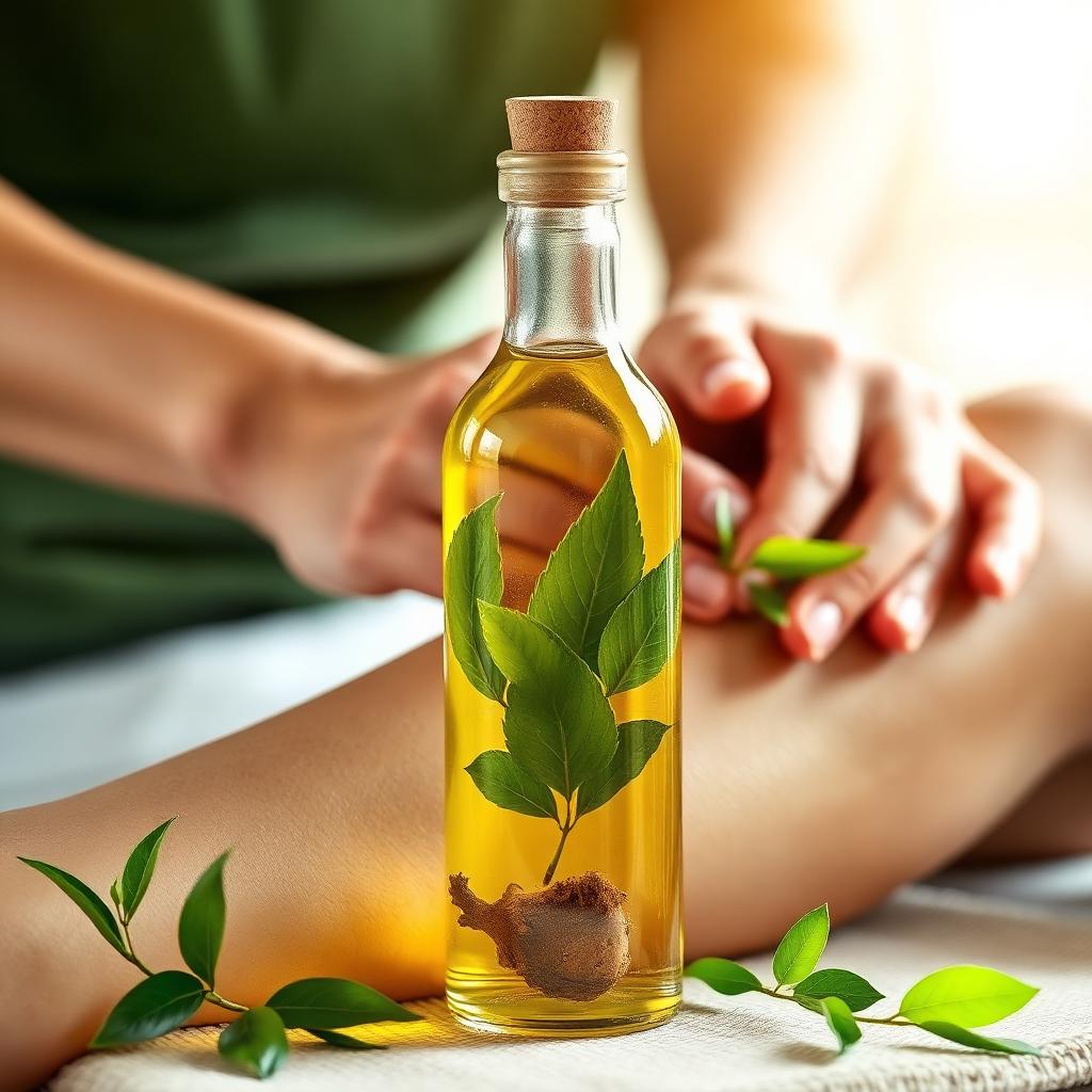 Aceite herbal para masaje en rodillas, espalda y músculos cansados